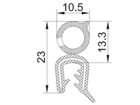 三元乙丙復(fù)合擠出密封條(鋼絲)截面圖